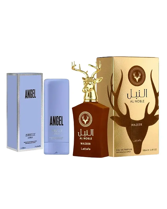 Combo Al Noble Wazeer Eau de Parfum Lattafa - 100ml + Hidratante Angel Isabelle - 200ml - imagem 1