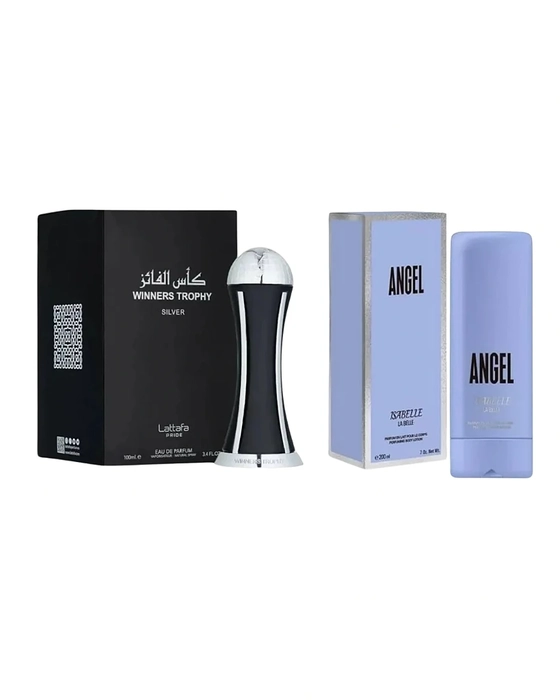 Combo Winners Trophy Silver Lattafa Eau de Parfum - 100ml + Angel Hidratante Isabelle - 200ml - Masculino - miniatura 2