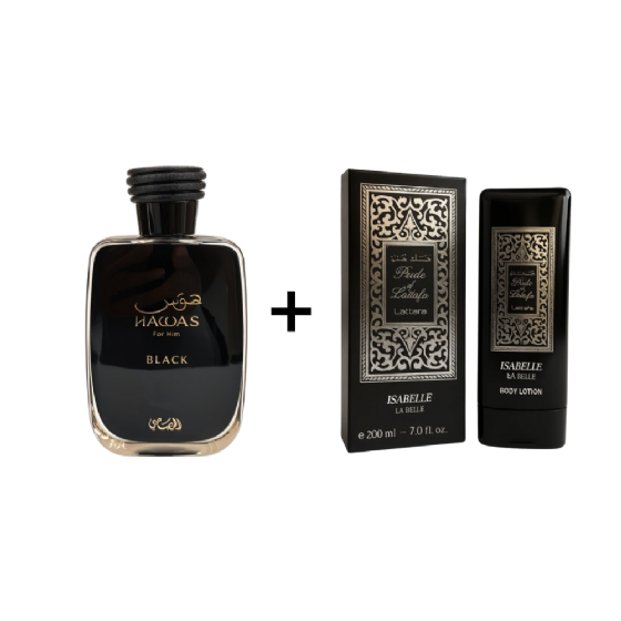 Combo Hawas Black Rasasi Eau de Parfum 100ml + Fakhar black Isabelle Hidratante 200ml - Masculino - imagem 1
