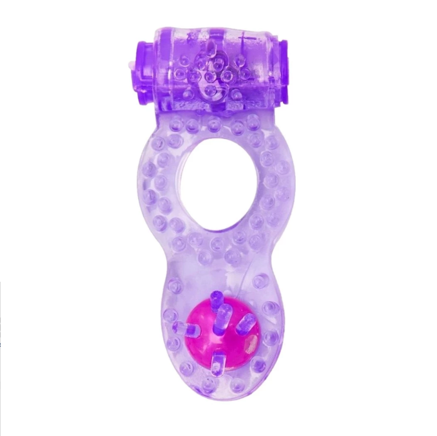 ANEL PENIANO COM VIBRADOR E ESTIMULADOR DE CLITORIS ROXO - GIGA - imagem 1