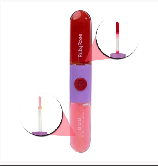 BATOM E GLOSS LIQUIDO DUO (06 CORES) - RUBY ROSE COR:569-1 - imagem 1