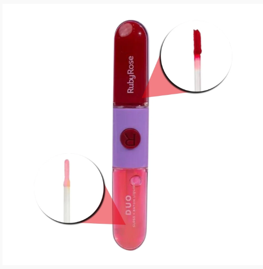 BATOM E GLOSS LIQUIDO DUO (06 CORES) - RUBY ROSE COR:569-12 - imagem 1