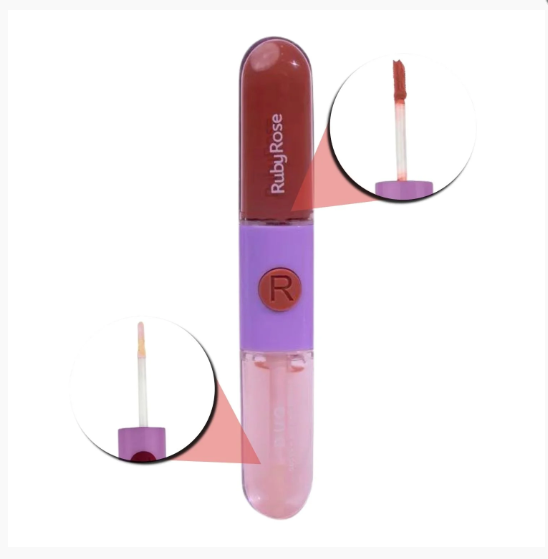 Batom e Gloss Liquido Duo (06 Cores) - Ruby Rose Cor:569-2