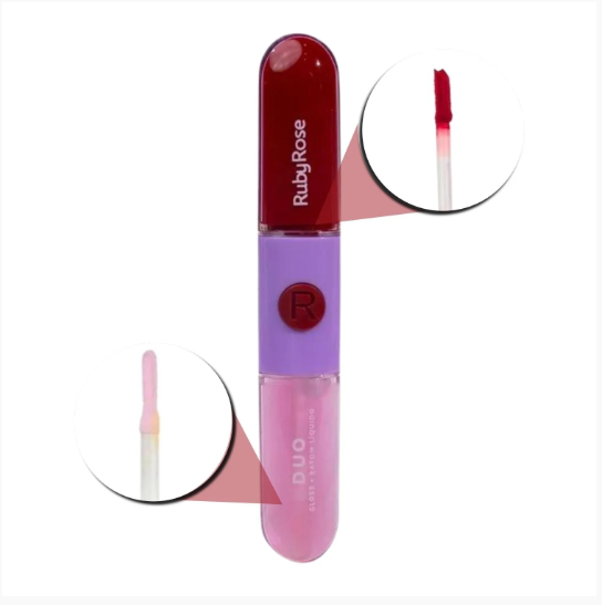 Batom e Gloss Liquido Duo (06 Cores) - Ruby Rose Cor:569-5