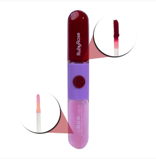 Batom e Gloss Liquido Duo (06 Cores) - Ruby Rose Cor:569-7