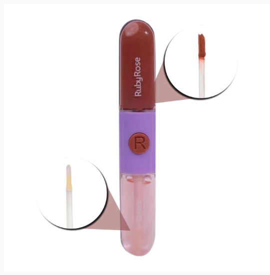 Batom e Gloss Liquido Duo (06 Cores) - Ruby Rose Cor:569-8