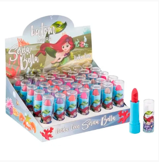Batom Sereia Bella Teen ( 7 Cores ) Safira Cor:02 — miniatura 2
