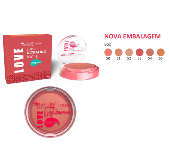 Blush Ultra Fino Matte A Prova D'Agua Cor 50 Ao 55 Max Love Cor:cor-53
