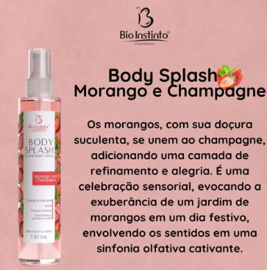 Body Splash Morango Com Champagne 130 Ml -Bio Instinto — miniatura 2