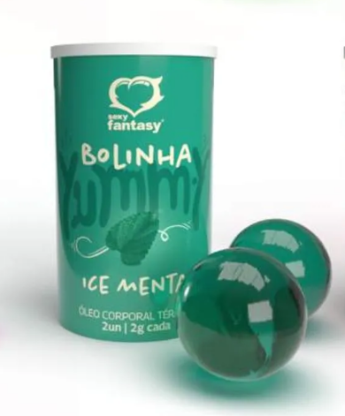 Bolinha Beijavel Sabor Ice Menta Com 2 Unidades Yummy Sexy Fantasy