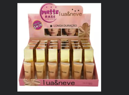 Box C/ 24 Un Base Liquida Matte Longa Duração (cor 01 Ao 06) -Lua e Neve