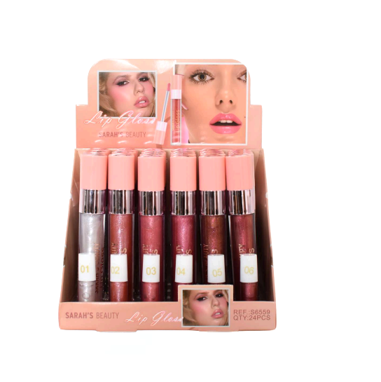 Box C/ 24 Un de Gloss Com Muito Brilho 06 Cores - Sarah'S Beauty