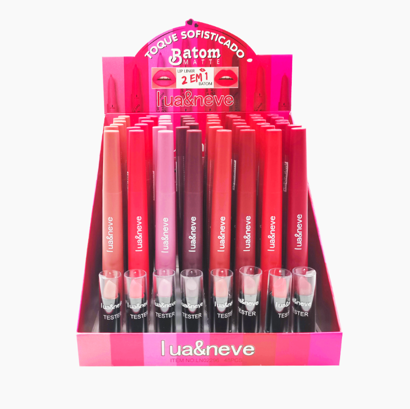 BOX C/48 UN BATOM MATTE+LIP LINER 2 EM 1 - 8 CORES - LUA E NEVE - imagem 1