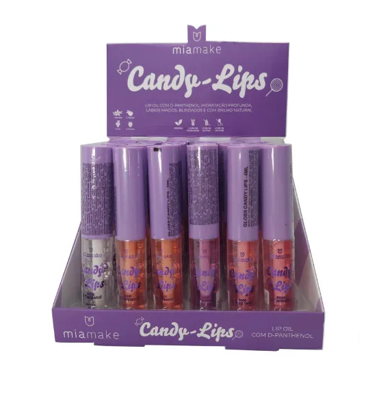BOX CANDY LIPS LIP OIL 4 SABORES ( BOX COM 36 UNIDADES ) - MIAMAKE - imagem 1