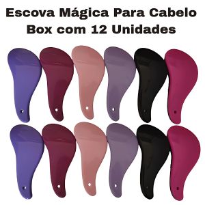 BOX ESCOVA MÁGICA COLORIDA LISA CORES SORTIDAS ( EMBALAGEM COM 12 UNIDADES )