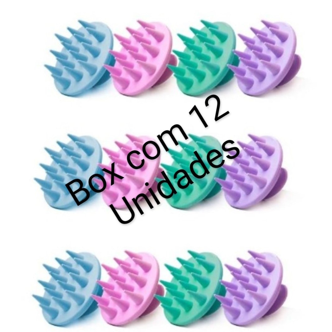 Box Escova Massageadora Capilar de Silicone Cores Diversas ( Box Com 12 Unidades ) - Jony
