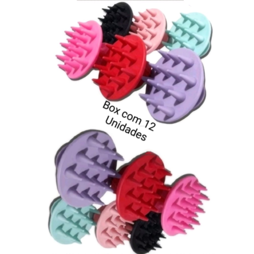 Box Escova Massageadora Capilar de Silicone Cores Diversas ( Box Com 12 Unidades ) - Jony — miniatura 2