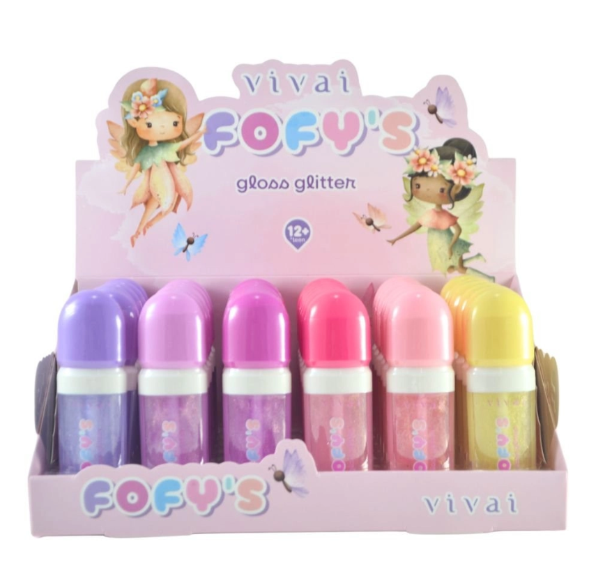 Box Gloss Glitter Fofy'S 6 Cores ( Box Com 36 Unidades ) - Vivai