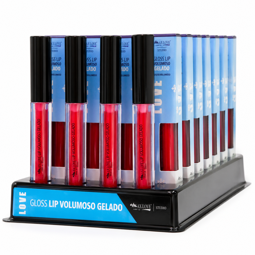 BOX GLOSS LIP VOLUMOSO GELADO VERMELHO (COR 105)  C/32 UNI -MAX LOVE - miniatura 2