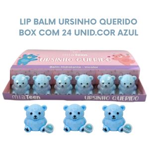 Box Lip Balm Ursinho Querido Cor Azul ( Box Com 24 Unidades )- Miamake