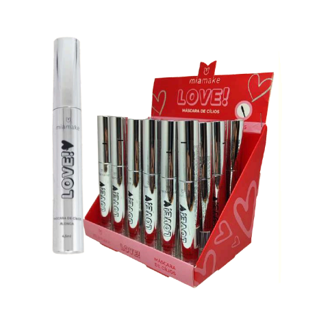 BOX MASCARA DE CILIOS LOVE PRATA  ALONGA COR PRETA  C/24 UNI -MIAMAKE - imagem 1