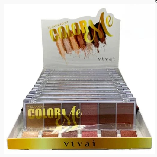 Box Paleta de Iluminador 6 Cores Color-Me (box C/12 Uni) - Vivai