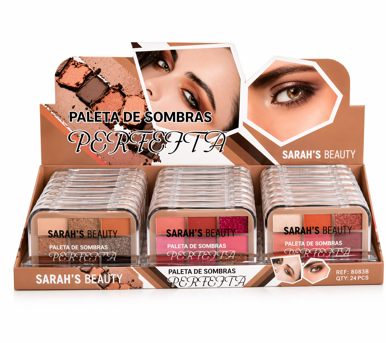 Box Paleta de Sombra Perfecta Com 24 Un 9 Cores (3 Tons) - Sarah'S Beauty