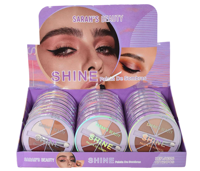 Box Paleta de Sombra Shine 8 Cores (3 Tons) - Sarah'S Beauty