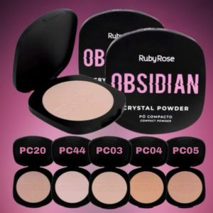 BOX PO COMPACTO OBSIDIAN CRYSTAL POWDER 5 CORES (BOX COM 36 UNIDADES) - RUBY ROSE - miniatura 2