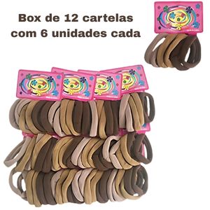Box Xuxinha Para Cabelo Rabico Tons Marrom ( Box Com 12 Cartelas ) - Jony