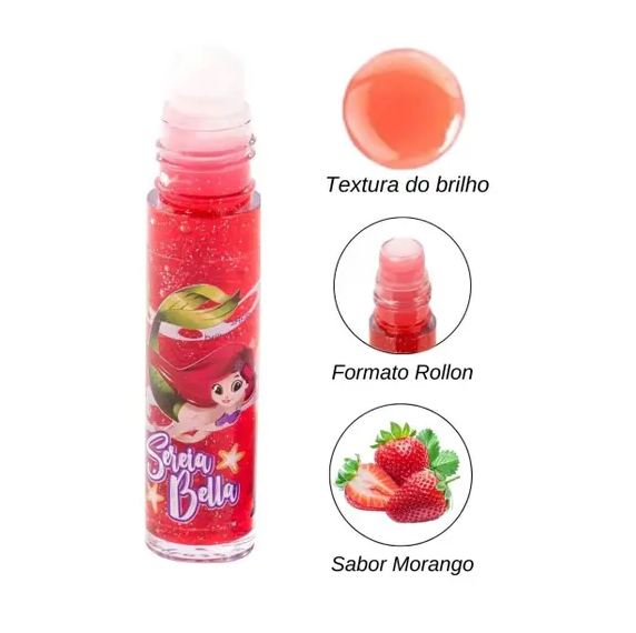 Brilho Labial Roll On Sereia Bella Teen ( 4 Sabores ) Safira Cor:01