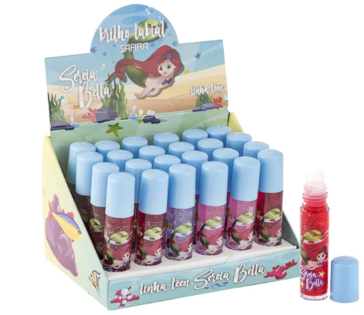 Brilho Labial Roll On Sereia Bella Teen ( 4 Sabores ) Safira Cor:01 — miniatura 3