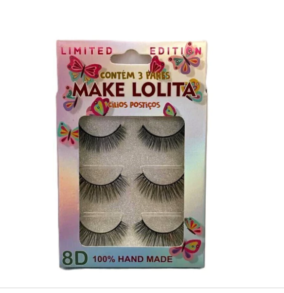 CILIOS POSTIÇOS 8D (3 PARES) - MAKE LOLITA - imagem 1