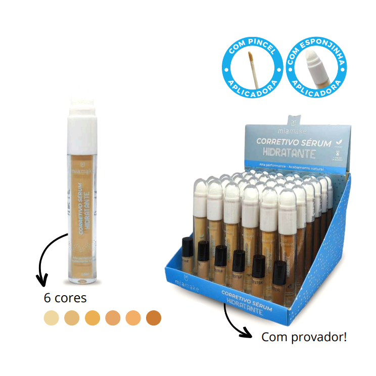 CORRETIVO LIQUIDO SERUM HIDRATANTE (6 CORES)  -MIAMAKE cor: 01 - miniatura 4