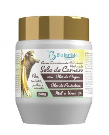 Creme Desodorante Sebo de Carneiro Com Oleo de Argan Pés e Mãos Pote 240 G - Bio Instinto