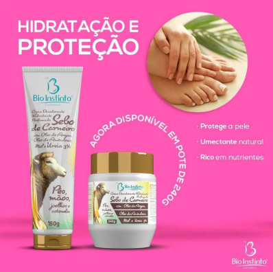 Creme Desodorante Sebo de Carneiro Com Oleo de Argan Pés e Mãos Pote 240 G - Bio Instinto — miniatura 2