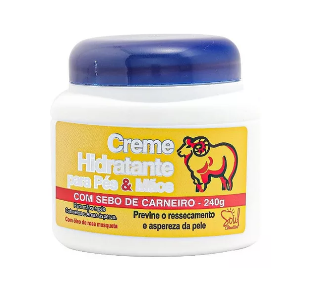 Creme Hidratante Para Pés e Maõs Com Sebo de Carneiro 240g -Soul