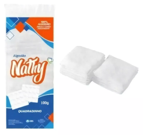 DISCO DE ALGODÃO LIMPEZA FACIAL QUADRADO 50UN - NATHY - imagem 1
