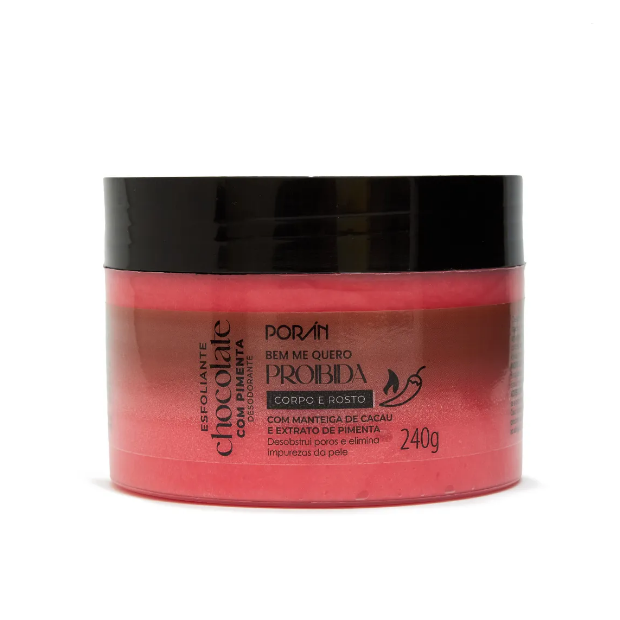 Esfoliante Corpo e Rosto Chocolate Com Pimenta 240 G -Poran