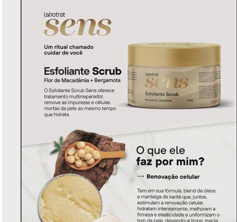 ESFOLIANTE SCRUB MACADAMIA + BERGAMOTA 300 G -LABOTRAT - miniatura 2