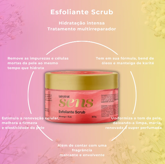ESFOLIANTE SCRUB MORANGO + RUBI 300 G -LABOTRAT - miniatura 2