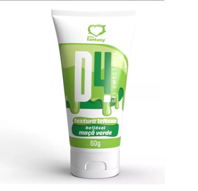 Gel D4 Umectante Lubrificante Textura Leitosa Beijável Maça Verde 60g - Sexy Fantasy