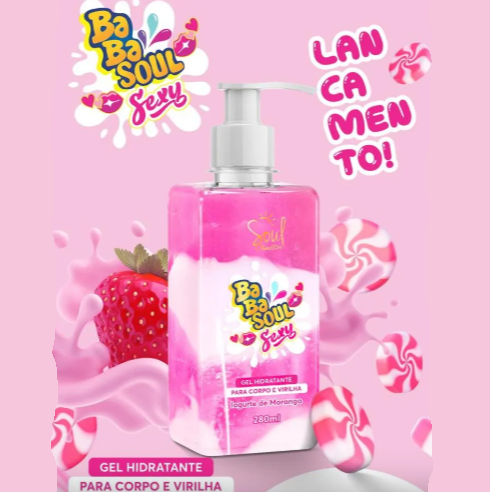 Gel Hidratante Para Corpo e Virilha Beijavel Iogurte de Morango Babasoul Sex — miniatura 2