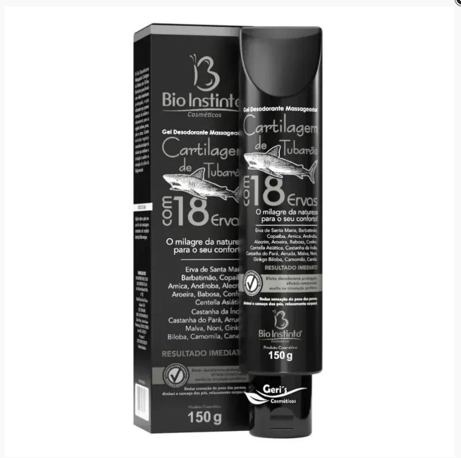 Gel Massageador Cartilagem de Tubarao 18 Ervas 150 G - Bio Instinto