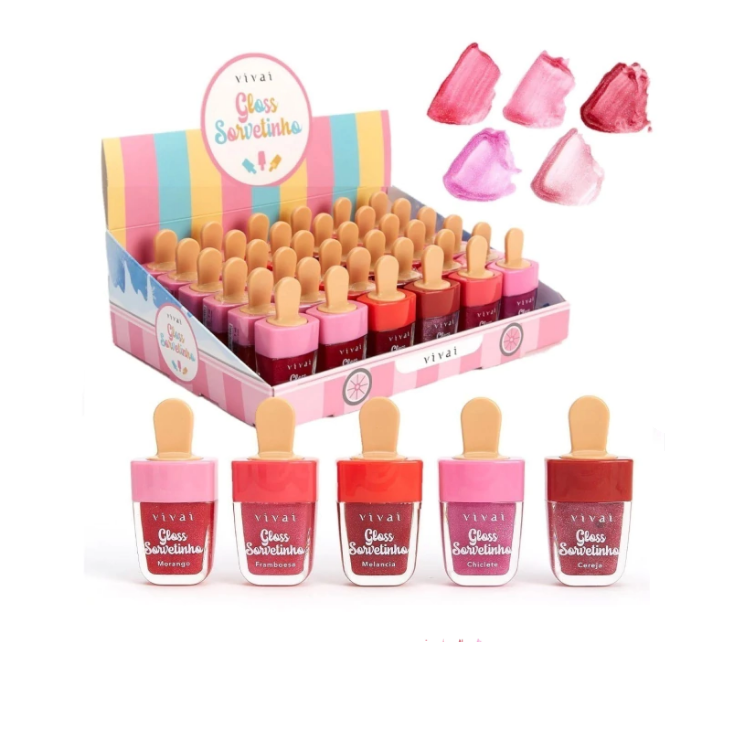 GLOSS SORVETINHO (5 SABORES)  -VIVAI sabor: MORANGO — miniatura 4