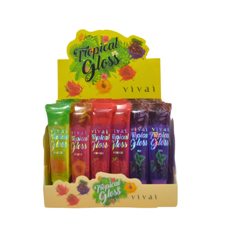 GLOSS TROPICAL FRUTAS COM VITAMINA E (4 SABORES)  -VIVAI sabor: UVA — miniatura 3