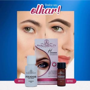 Henna Castanho Claro + Fixador de Sobrancelha Phallebeauty — miniatura 2