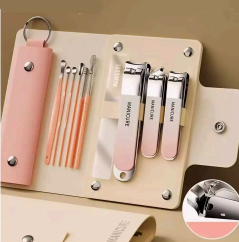 KIT 10 PEÇAS MANICURE CARTEIRA COM CORTADORES LIXA E ESPÁTULAS - MEY - imagem 1