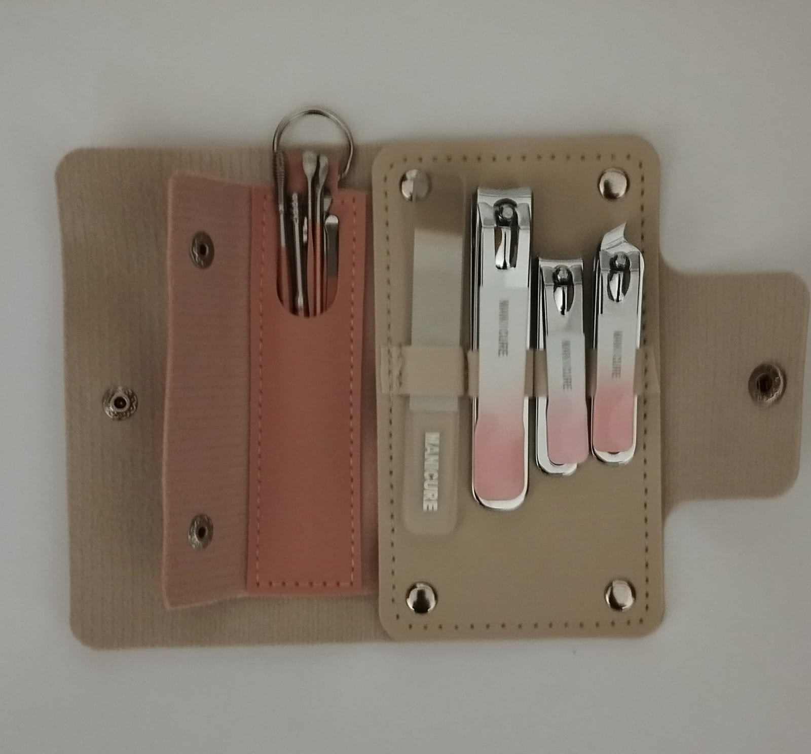 KIT 10 PEÇAS MANICURE CARTEIRA COM CORTADORES LIXA E ESPÁTULAS - MEY - miniatura 2