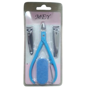 Kit 2 Cortadores de Unhas + Alicate Para Cuticula e Lixa Polidora - Mey